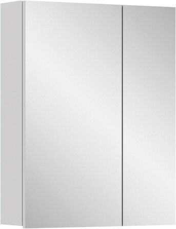Дзеркальна шафа xonox.home Vira X2LA9772 для ванної, біла, меламін, 60x77x18 см, з великою дзеркальною поверхнею, 2 дверцята