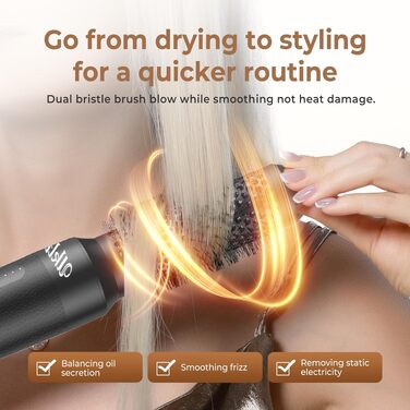 Hairstyler UKLISS Pro 7-в-1 з іонізацією: фен-щітка, кругла щітка, аеробраш для створення локонів (Чорний)