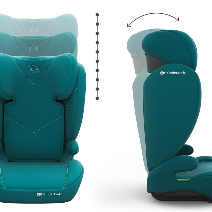 Дитяче автокрісло Kinderkraft I-SPARK 2 PRO (100-150 см), 2в1, i-Size, чорне/зелене