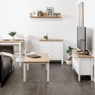 Тумба під телевізор Hagge Home, масив дерева, 110x40 см, біла, для вітальні
