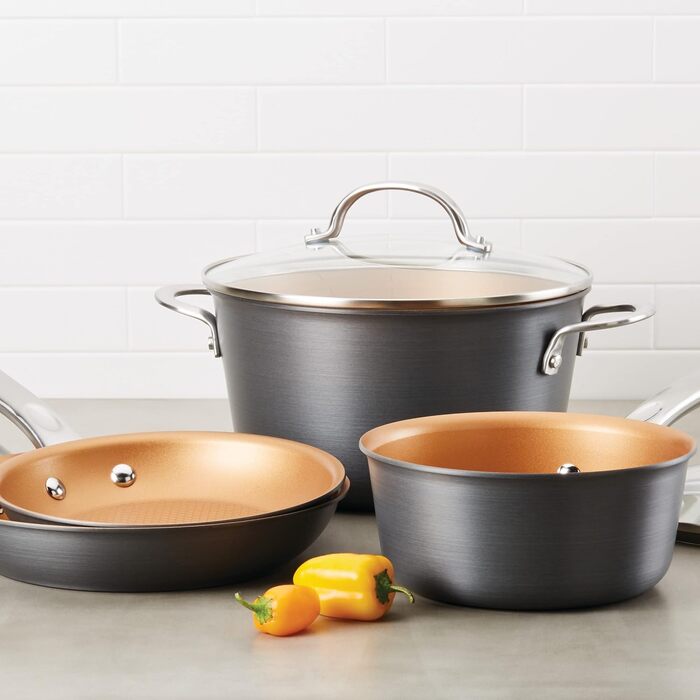 Набір посуду Ayesha Curry Home Collection 9 предметів, антипригарне покриття, антрацит