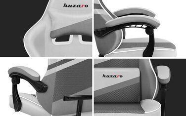 Ігрове крісло Huzaro Force 4.4 White Mesh, ергономічне, з підголівником і поперековою подушкою, до 130 кг, регулювання висоти, гойдалка, тканина, біле