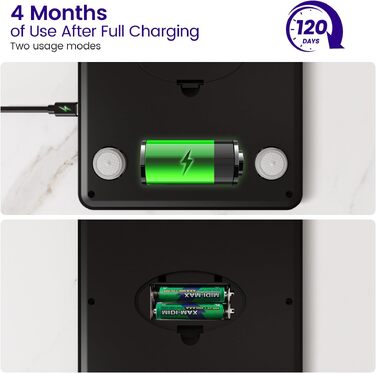 Кухонні ваги електронні з USB-C, 15 кг/1г, висока точність, професійні ваги для продуктів, з батарейками