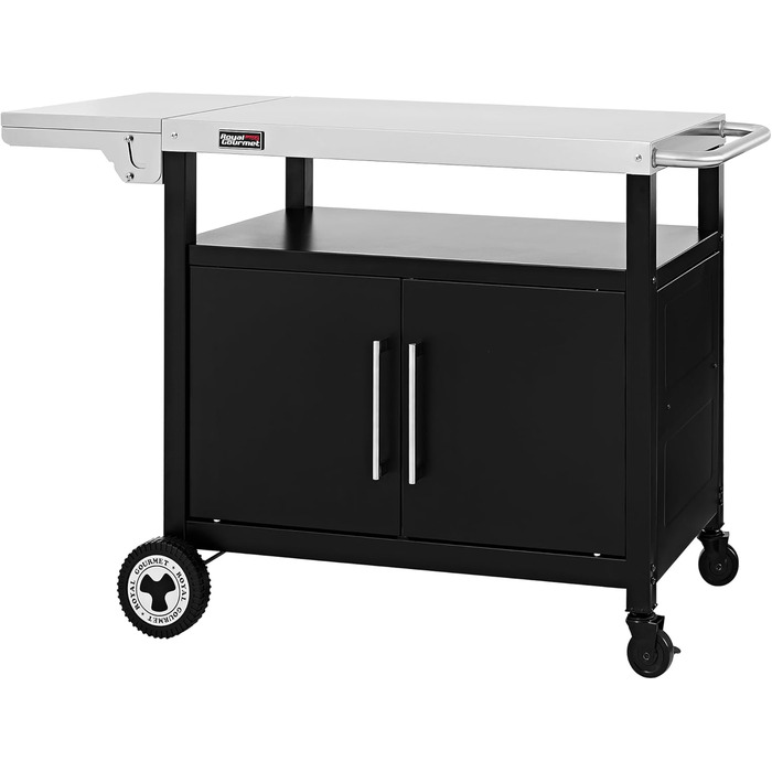Royal Gourmet Grillwagen: гриль-візок з відкидним столиком, шафкою та нержавіючою сталевою поверхнею