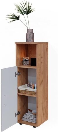 Пенал для ванної Vicco Irma, дуб/білий глянець, 30x95 см