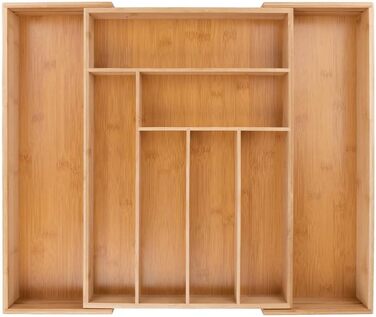 Murago органайзер для столових приборів, розсувний, 34-56x46x6 см, з бамбука, для кухонних шухляд