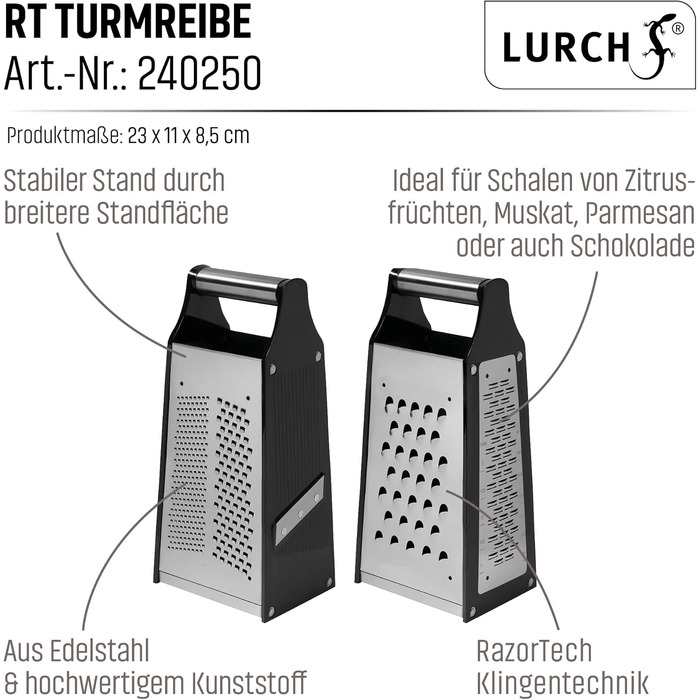 Терка кухонна Lurch RazorTech Vierkantreibe, нержавіюча сталь/пластик, 23x10.5x8.5 см