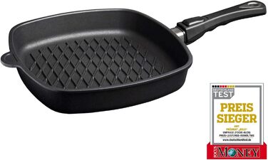 Сковорода квадратна AMT Gastroguss 28x28 см, алюмінієва, з антипригарним покриттям Lotan, BBQ-дно, знімна ручка, для індукції