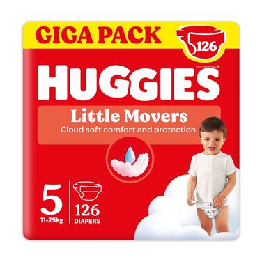 Підгузки Huggies Little Movers розмір 5 (11-25 кг), суперпоглинаючі, дизайн Disney, Giga-Pack, 126 шт.