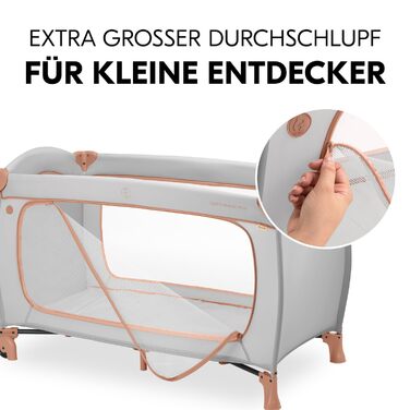 Дитяче дорожнє ліжечко Hauck Sleep N Play Go Plus з сумкою для транспортування, з великим боковим входом, компактне складання, для немовлят і малюків від народження до 15 кг, без матраца, колір Dusty Cork
