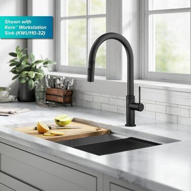 Змішувач кухонний Kraus KPF-3104SFS Oletto чорний матовий з витяжкою, 44 см