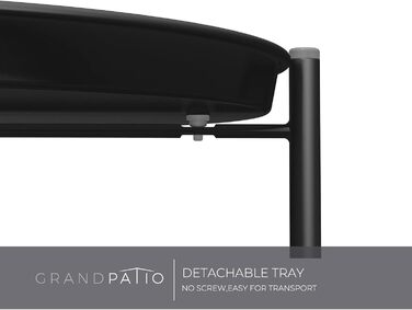 Журнальний стіл Grand Patio, 2-ярусний, металевий, чорний, 45x45x53 см, для вітальні, спальні, саду, зі знімною полицею, легке складання