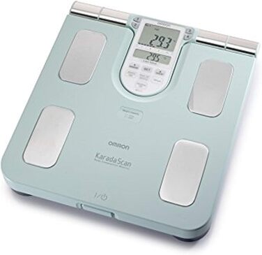 OMRON BF511 – клінічно точний аналізатор складу тіла, 8 сенсорів, вимірювання ваги, жиру, вісцерального жиру, м’язової маси, базового обміну, бірюзовий