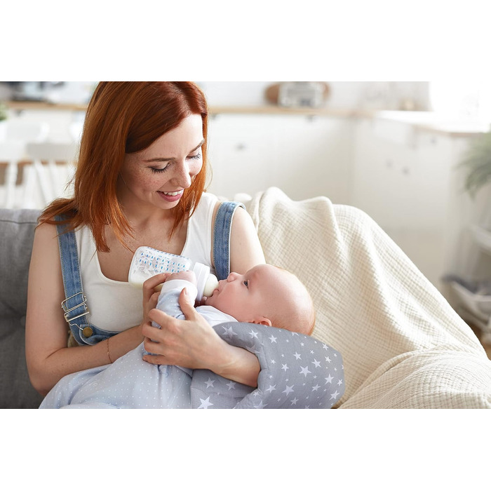 Подушка для годування Amilian Baby klein з наповнювачем, сіра (Sternchen Klein). Подушка-муфта для рук, 22x20 см, для подорожей