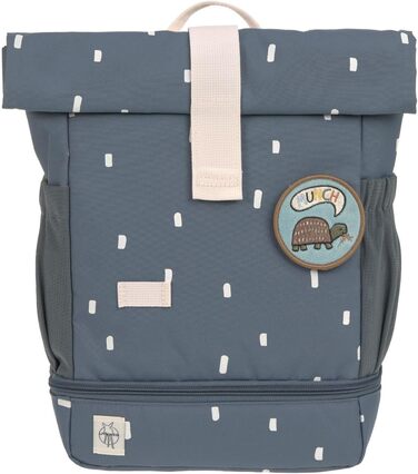 Дитячий рюкзак LÄSSIG Rolltop, водонепроникний, 11 л, темно-синій, з нагрудним ременем, Happy Prints
