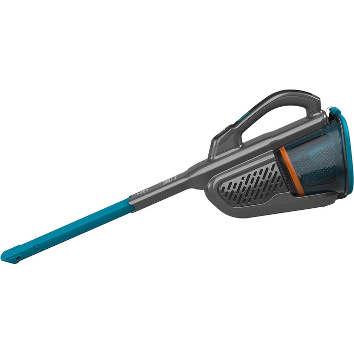 Акумуляторний ручний пилосос BLACK+DECKER BHHV320B, 12В, 25AW, циклонна фільтрація, без мішка, з висувною щілинною насадкою та зарядною станцією, титаново-синій