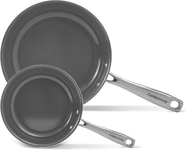 Набір каструль Cookersway: 20, 24, 28 см, сковороди з керамічним покриттям, для приготування їжі, без PTFE, PFOA, PFAs, безпечний для духовки та мийки, сірий колір
