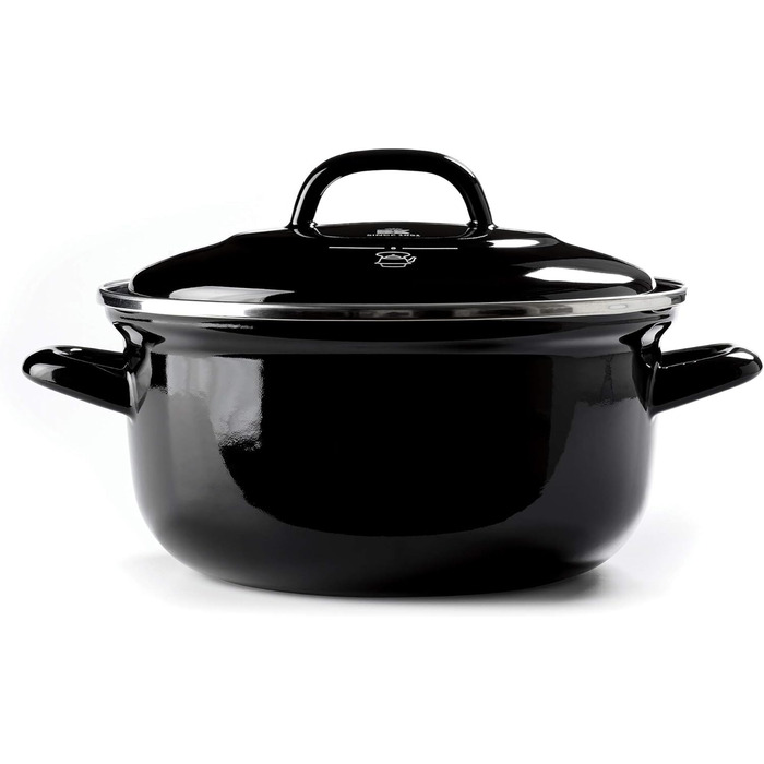 BK Indigo Каструля емальована з кришкою, 20 см, 2,5 л, керамічне антипригарне покриття без PFAS, для індукції, духовки та посудомийної машини, чорна