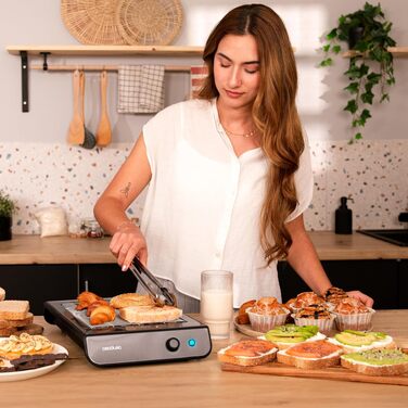 Тостер Cecotec NiceSlice Inox - Плоский тостер з 3 режимами, 1000 Вт, для хліба та випічки, нержавіюча сталь, 6 рівнів підсмажування