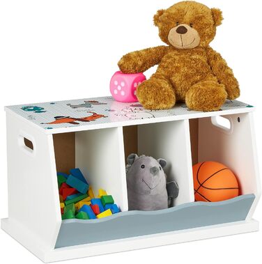 Дитяча книжкова полиця Relaxdays з малюнком собаки, 3 відділення, 32,5x60x36 см, для дівчаток і хлопчиків, МДФ, яскрава