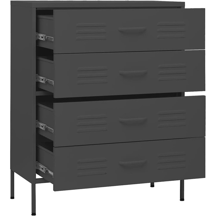 Комод з 4 шухлядами Sideboard, багатоцільова шафа-тумба зі сталі, антрацит, 80x35x101.5 см