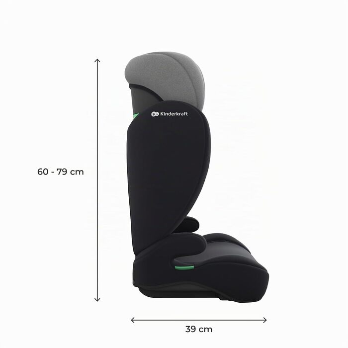 Дитяче автокрісло Kinderkraft I-SPARK 2 PRO (100-150 см), i-Size, 2 в 1, чорне/сіре