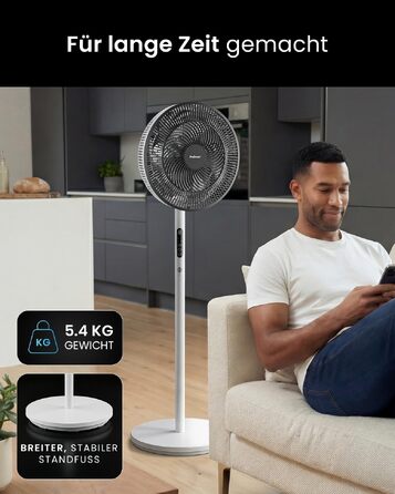 Вентилятор підлоговий Pro Breeze AirFlo Slim: 3 в 1, 70/100/130 см, 9 швидкостей, тихий, з пультом, таймером, для спальні та офісу (білий)