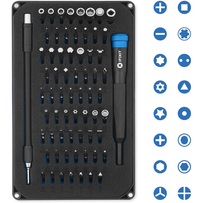 Набір інструментів iFixit Pro Tech для ремонту електроніки: біти та відкривачі для телефонів, ноутбуків, ПК, ігрових консолей (Синій)
