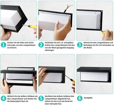 Стіна LED-світильник BENMA 18W, водонепроникний IP65, тепле біле світло 3000K, прямокутний алюминієвий світильник для вулиці, саду, ванної кімнати та гаража, 260x125x125мм