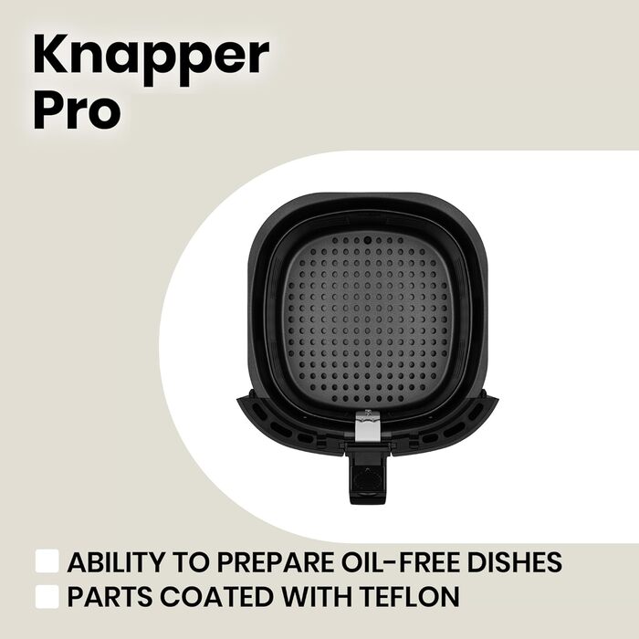 Аерофритюрниця ZEEGMA Knapper Pro Turbo 1400 Вт, 4,5 л, тефлонове покриття, 8 програм, швидке та здорове приготування, чорна