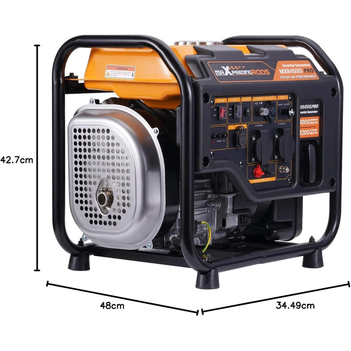 Інверторний бензиновий генератор maXpeedingrods PRO4500I 3500Вт, 4-тактний, 223сс, портативний (жовтий)