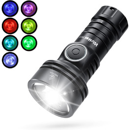 Ліхтарик Wurkkos TS11 Mini LED 2000 люменів з RGB, дальність 616 м, USB-C заряджання, акумулятор 18350, TIR-лінза, чорний, для туризму та активного відпочинку
