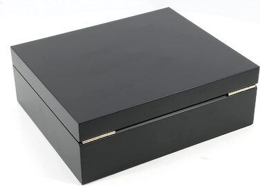 Хумідор adorini Torino Deluxe чорний з гігрометром для 30 сигар, дерев'яна коробка для зберігання та регулювання вологості