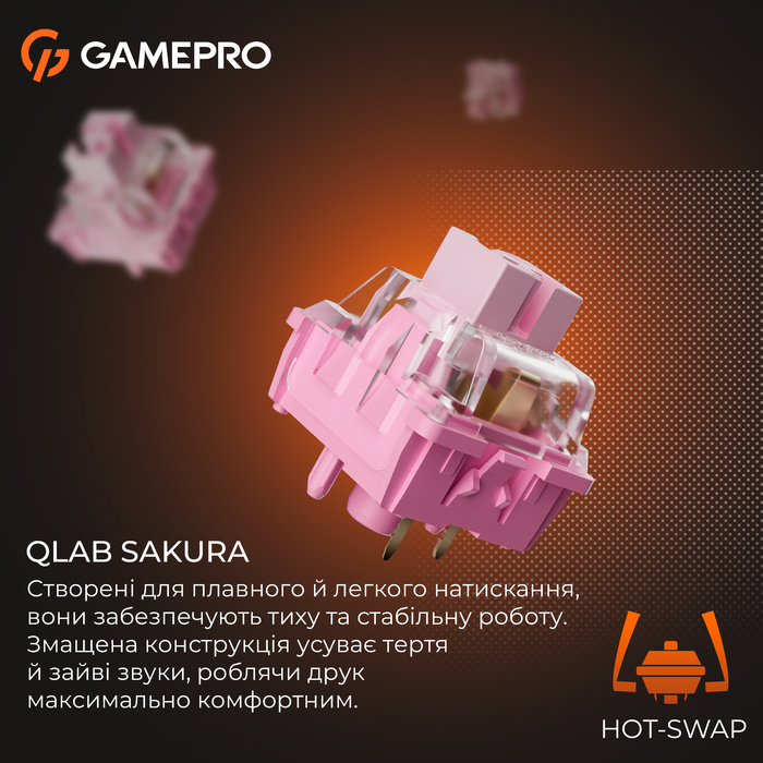 Дротова механічна клавіатура GamePro MK130 V2 Infinity QLAB Sakura Black (MK130-V2-B-QS)