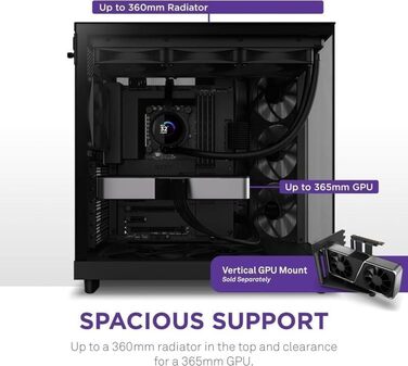 Корпус для ПК NZXT H6 Flow Black, вентиляція, ATX, чорний