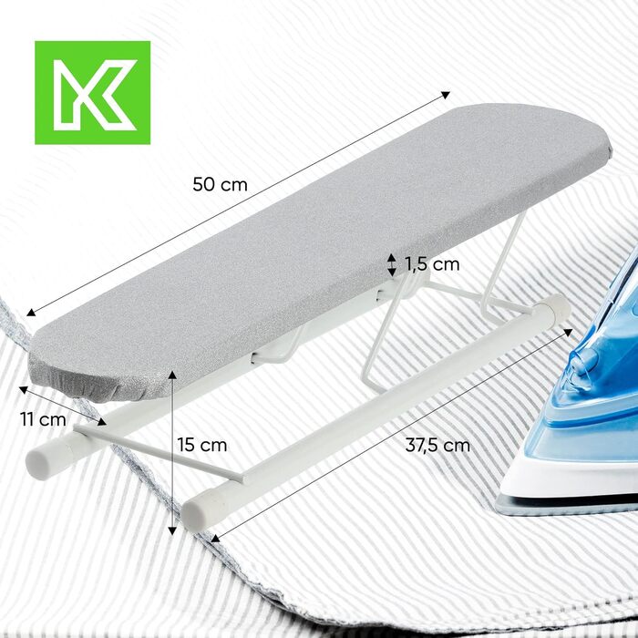 KADAX Міні-прасувальна дошка для рукавів і манжет, 50x11 см, складана дорожня прасувальна дошка з декоративним чохлом, сіра