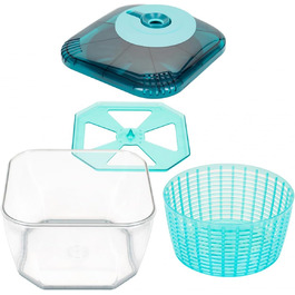 Професійна овочерізка та сушарка для салату Genius Nicer Dicer Chef, 4-в-1, з кришкою, контейнером і ситом, 5.2 л, прозора