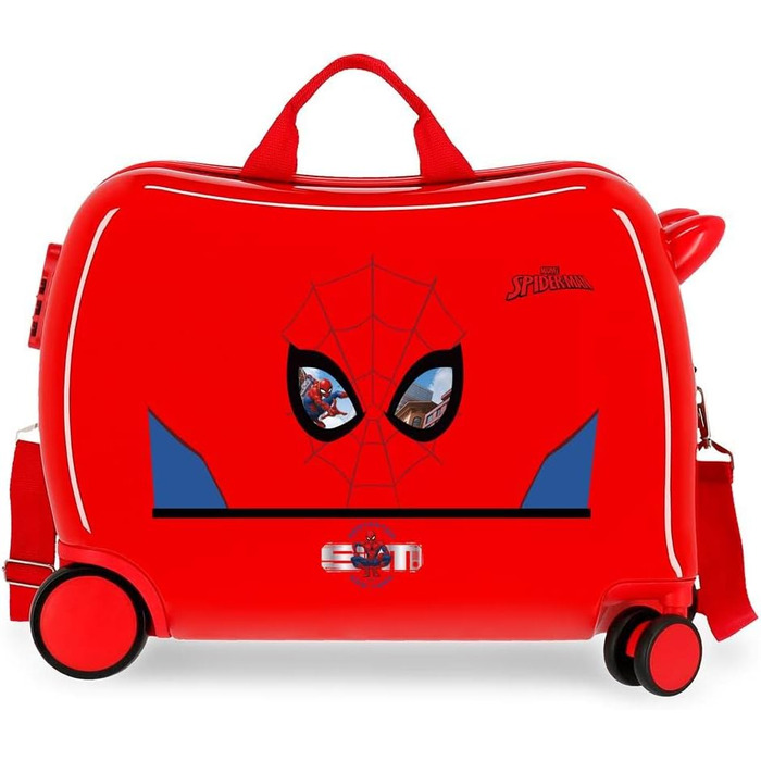 Дитяча валіза Marvel Spiderman, червона, ABS, 50x39x20 см, 34 л, 1,8 кг, з кодовим замком, 4 колеса, ручна поклажа