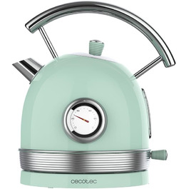 Електрочайник Cecotec ThermoSense 420, 1,8 л, 2200 Вт, з індикатором температури, нержавіюча сталь, вінтажний стиль, зелений