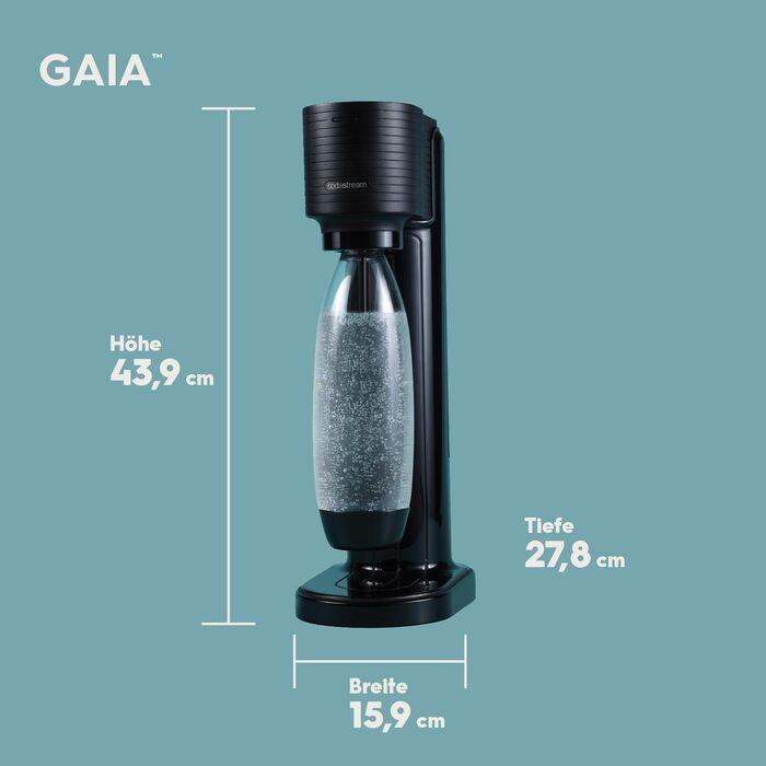 Сифон для газування води SodaStream GAIA, стандартний набір: пляшка 1 л та вуглекислотний циліндр CO2