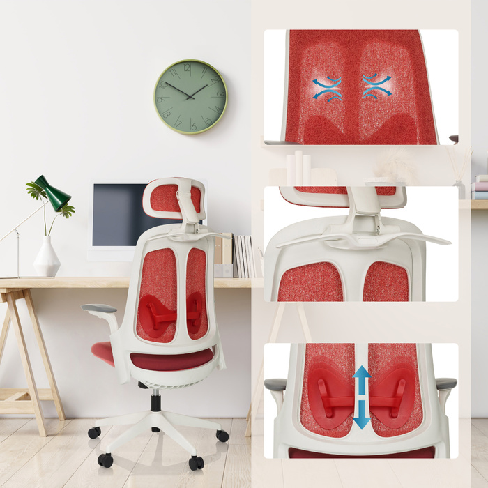 Офісне крісло / поворотне крісло ARCEO WF тканина червона hjh OFFICE