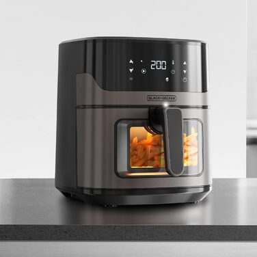 Фритюрниця аерогриль BLACK+DECKER BXAF6500E 1600Вт, 6,5л, 8 програм, оглядове вікно, температура 80-220°C, до 1300г картоплі фрі