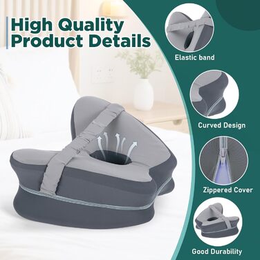 Ортопедична подушка між колін Dioxide для сну на боці з ефектом пам'яті (Memory Foam) для зняття болю в попереку, стегнах та суглобах, знімний чохол, темно-сіра