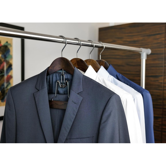 Дерев'яні вішалки для костюмів SUITS VIENNA, 4 шт, рельєфні, 40 см, для піджаків та штанів, жіночі, преміум-клас, масив дерева, нековзкі, делюкс
