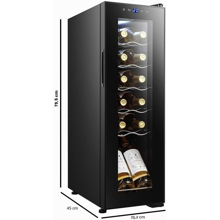 Холодильник для напоїв Cecotec Bolero GrandSommelier 2050 Black - 24 пляшки, компресорний, 5-18°C, низький рівень шуму