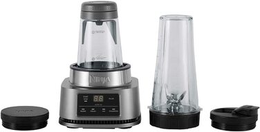Блендер Ninja Foodi Power Nutri Mixer 2-в-1, 1100Вт, автоматичні програми, для смузі, густих сумішей і заморожених напоїв, 700 мл стакан, 400 мл чаша з потужним мішалкою, сріблястий, модель CB100EU