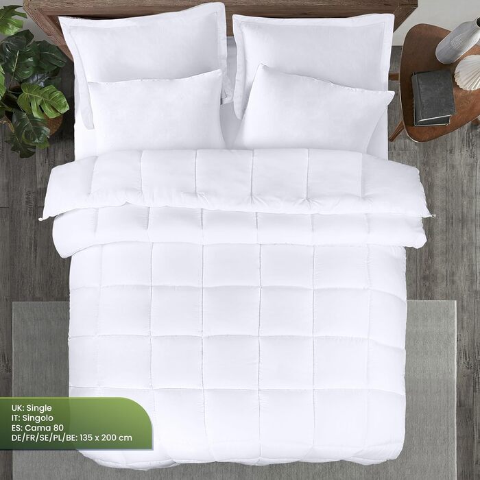 Ковдра Utopia Bedding 200x200 см, стегане покривало з поліестеровим наповнювачем 350 GSM (біле)