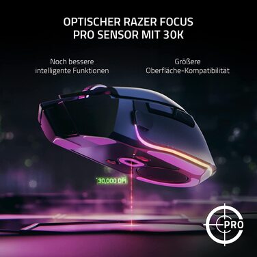 Бездротова ігрова миша Razer Basilisk V3 Pro з оптичним сенсором Focus Pro 30K, колесом HyperScroll та RGB-підсвіткою Chroma, чорна
