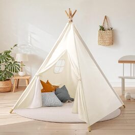 Дитячий намет Wilwolfer Tipi: намет для дітей з бавовни для гри в приміщенні, з сумкою, для дівчаток та хлопчиків, іграшка з чистої бавовни