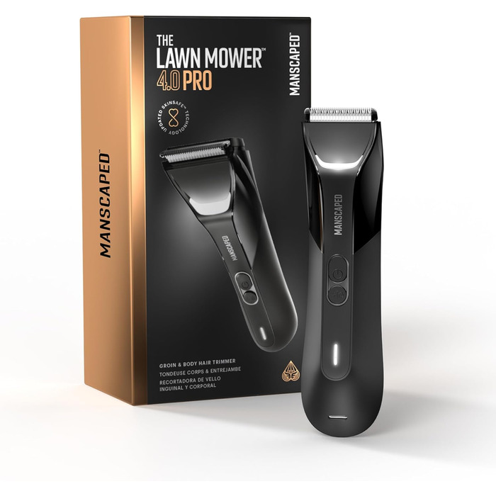 MANSCAPED™ The Lawn Mower® 4.0 PRO – тример для інтимної зони та тіла чоловічий, водонепроникний, SkinSafe™ лезо, USB-C та бездротова зарядка, з блокуванням для подорожей